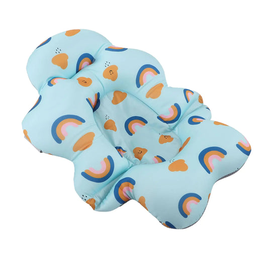 Asiento de baño para bebé, soporte para bañera de bebé, alfombrilla de apoyo universal flotante para el baño del bebé, asiento de soporte para baño de bebé plegable, (Arcoíris Azul).