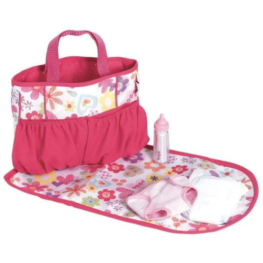 Bolso de Pañales para Muñeca Adora con Correas Resistentes, Incluye Cambiador y 2 Pañales para Muñeca (Compatible con Muñecas de 13") – Regalo de Cumpleaños para Mayores de 3 Años – Estampado Zig Zag.