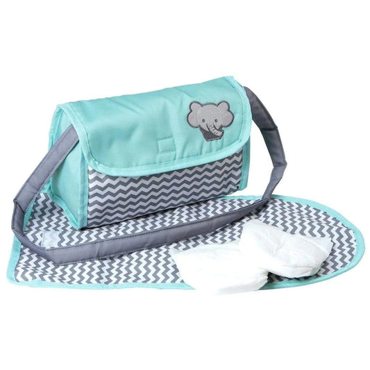 Bolso de Pañales para Muñeca Adora con Correas Resistentes, Incluye Cambiador y 2 Pañales para Muñeca (Compatible con Muñecas de 13") – Regalo de Cumpleaños para Mayores de 3 Años – Estampado Zig Zag.