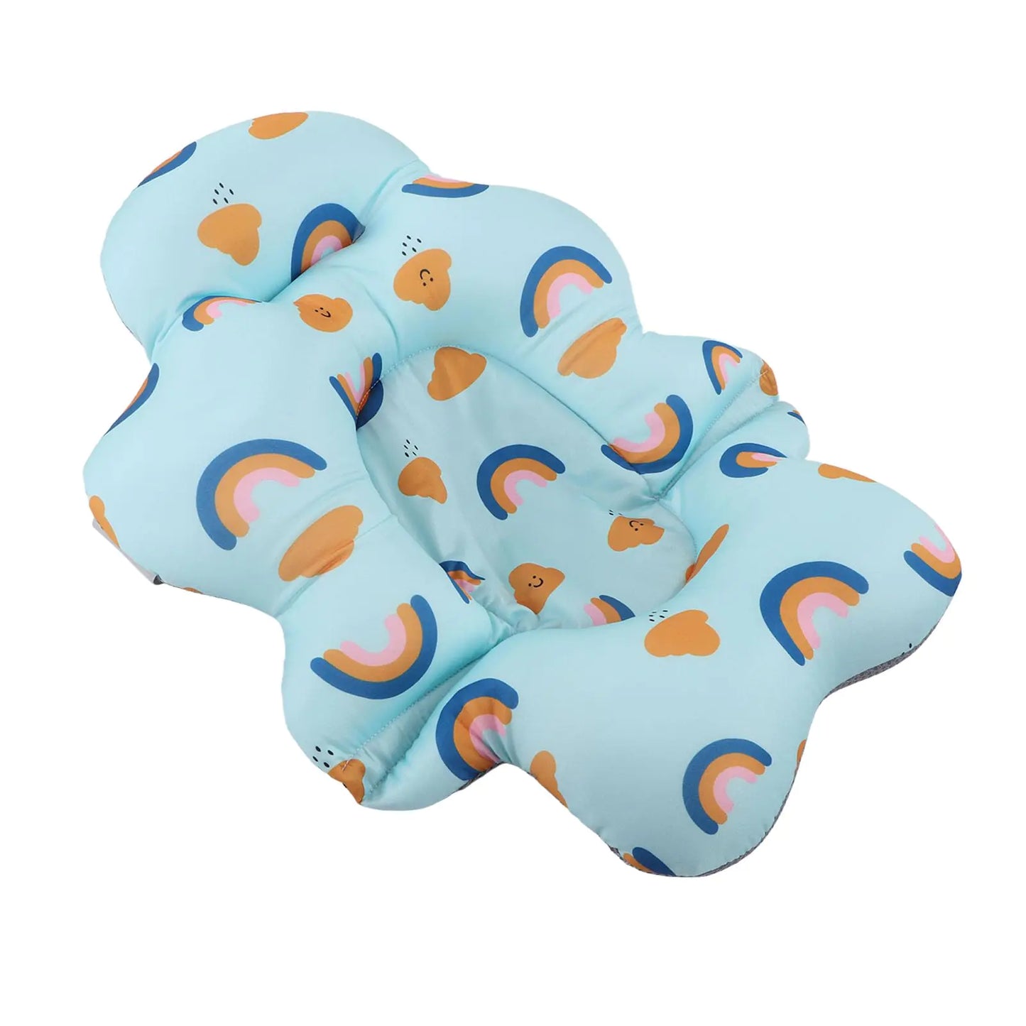 Asiento de baño para bebé, soporte para bañera de bebé, alfombrilla de apoyo universal flotante para el baño del bebé, asiento de soporte para baño de bebé plegable, (Arcoíris Azul).